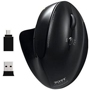 Port Connect - Ergonomische Draadloze Muis - Zwart - Oplaadbaar - 1600 DPI