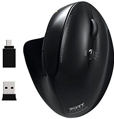 Port Connect - Ergonomische Draadloze Muis - Zwart - Oplaadbaar - 1600 DPI