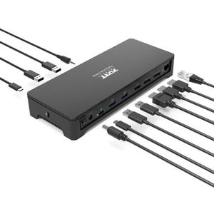 Port Connect - Dockingstation - 3 x 4K USB-C & USB-A - 10 Apparaten - 100W - Met HDMI - Zwart