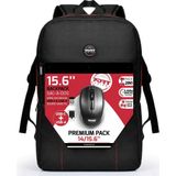 Port Designs Premium Bundel - Rugzak + Draadloze Muis - USB-A/USB-C - 1000 DPI - Zwart