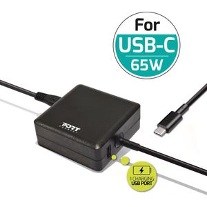 Port Connect - Universele Oplader - Netvoeding voor MacBook / Tablet / Telefoon - Zwart - 65W