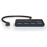 Port Connect - Mobiele USB-C Hub - Zwart - 4x USB-A 3.0 Poorten - 30 cm Kabel