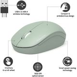 Port Designs - Silent - Draadloze Muis - Groen - 2.4GHz, 3 Knoppen, USB-C en USB-A Connectiviteit