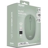 Port Designs - Silent - Draadloze Muis - Groen - 2.4GHz, 3 Knoppen, USB-C en USB-A Connectiviteit