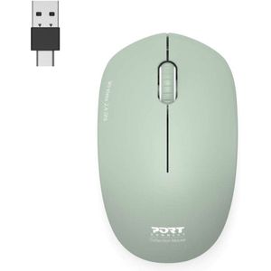 Port Designs - Silent - Draadloze Muis - Groen - 2.4GHz, 3 Knoppen, USB-C en USB-A Connectiviteit