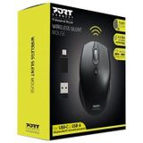 Port Designs - 900713 - Muis - Zwart - RF Wireless + USB Type-C - 1600 DPI