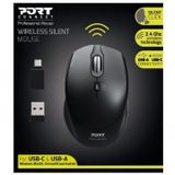Port Designs - 900713 - Muis - Zwart - RF Wireless + USB Type-C - 1600 DPI