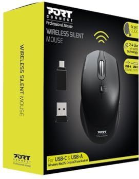 Port Designs - 900713 - Muis - Zwart - RF Wireless + USB Type-C - 1600 DPI
