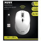 PORT CONNECT draadloze en stille muis, draadloos, 2,4 GHz, USB-A/USB-C compact, wit