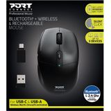 Port Connect - Draadloze Muis - Oplaadbaar - Zwart - Bluetooth®