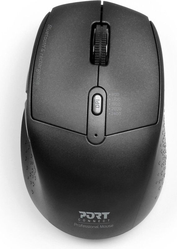 Port Connect - Draadloze Muis - Oplaadbaar - Zwart - Bluetooth®