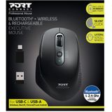 Port Connect - Draadloze Muis - Zwart - Oplaadbaar - 3200 DPI - Inclusief Oplaadkabel