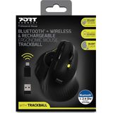 Port Connect - Ergonomische Draadloze Muis - Trackball - Oplaadbaar - 1600 DPI - Inclusief Oplaadkabel - Zwart