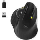 Port Connect - Ergonomische Draadloze Muis - Trackball - Oplaadbaar - 1600 DPI - Inclusief Oplaadkabel - Zwart