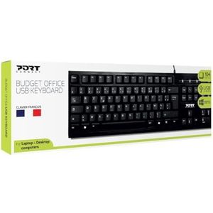 Port Designs 900753 USB AZERTY Frans zwart toetsenbord - toetsenborden (standaard, bekabeld, USB, AZERTY, zwart)