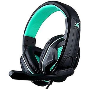 Port Designs Arokh H-1 binaural hoofdband, zwart, turquoise, met microfoon, hoofdtelefoon met microfoon (PC/games, binauraal, hoofdband, zwart, turquoise, draadloos, 2,4 m)