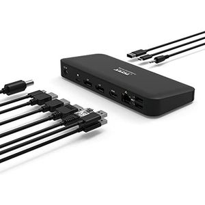 Port Connect Docking Station - USB-C - 3x 4K - Zwart