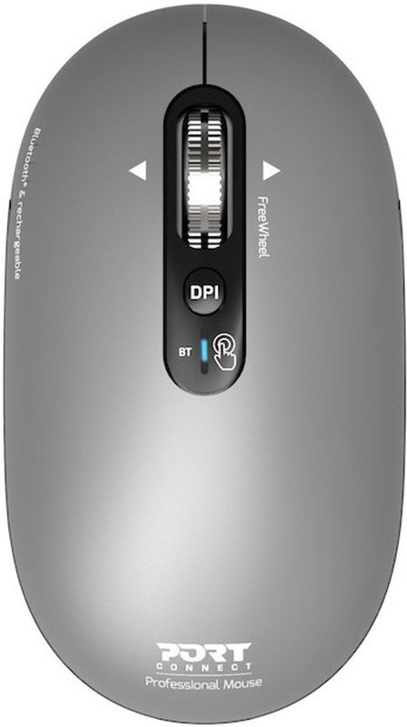 Port Designs - Pure Mac - Draadloze Muis - Grijs - Bluetooth - Oplaadbaar via USB-C