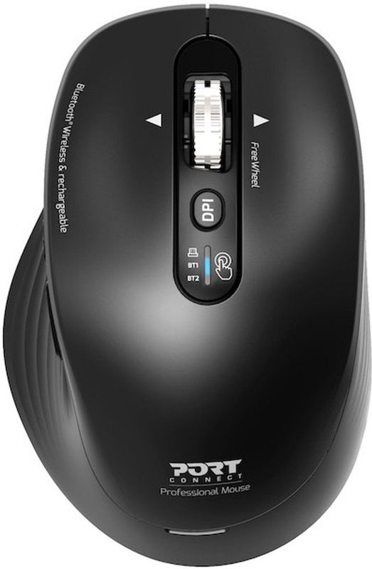 Port Designs - Business Mouse Recha Bth Combo Pro Typec - Draadloze Muis - Zwart - 3200 DPI, Ergonomisch, Oplaadbaar
