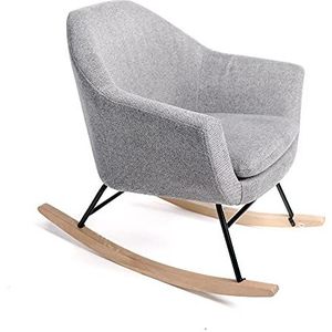 Intempora – fauteuil, schommelstoel van grijs gemêleerde stof, voet van hout, 73 x 69 x 75 cm