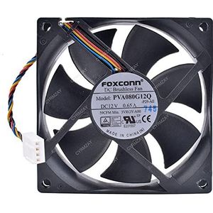 CYRMZAY Koelventilator voor Foxconn PVA080G12Q 8cm 80x80x25MM 12V 0.65A 4Pin Koelventilator