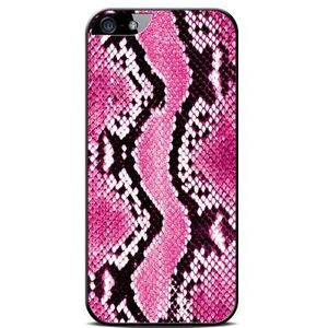 Modelabs Made in France siliconenhoes voor iPhone 4, zelfpassend, roze slangenpatroon