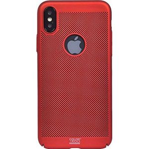 Colorblock beschermhoes voor iPhone XS, geperforeerd, rood