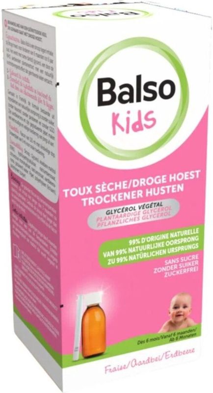Balso - Droge Hoest Hoestsiroop - Aardbei - 200ml - Suikervrij