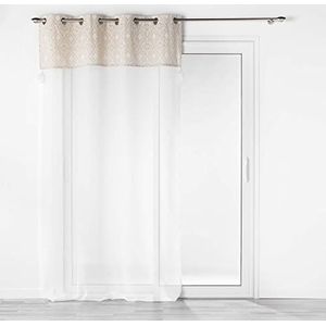 douceur d'intérieur, Samira Gordijn met ogen, 140 x 240 cm, wit, gezandstraalde voile, met top polykatoen en pompon,