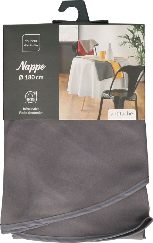 Eettafel Tafelkleed - Donkergrijs - Rond - Dia 180 cm - Polyester