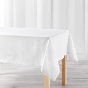 Wit tafelkleed van katoen met formaat 140 x 240 cm - Basic eettafel tafelkleden
