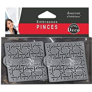 Zachte binnenkant, 2 tiebacks, 6,8 x 6,8 cm, metaal, patina, grijs/zilver