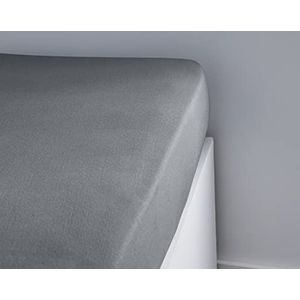 Hoeslaken, 140 x 190 cm, 2 personen, jersey, effen, essentieel, staal, grijs