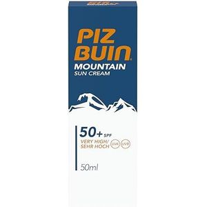 Piz Buin Mountain zonnecrème met SPF 50+, zonwering speciaal voor skiën en wandelen, tegen wind en kou, 50 ml