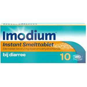 Imodium Instant Smelttablet 2 mg bij waterige diarree en langdurige diarree - diarreeremmer - anti-diarree - 1 x 10 stuks