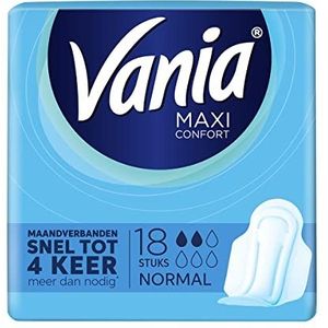 Vania Maxi Comfort Normaal, dermatologisch getest en beperkt geurtjes, ultra-absorberende formule met anti-lekranden, 18 stuks