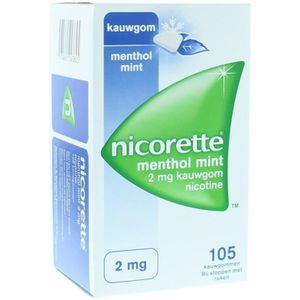 Nicorette Suikervrij Kauwgom Menthol Mint 2 mg 105 stuks