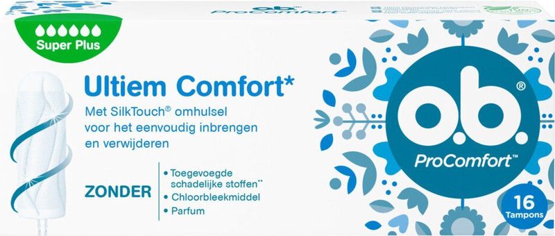 O.B. ProComfort Tampons Super Plus - 16 Stuks - Dynamic Fit™-Technologie - Zijdezacht SilkTouch™-Oppervlak
