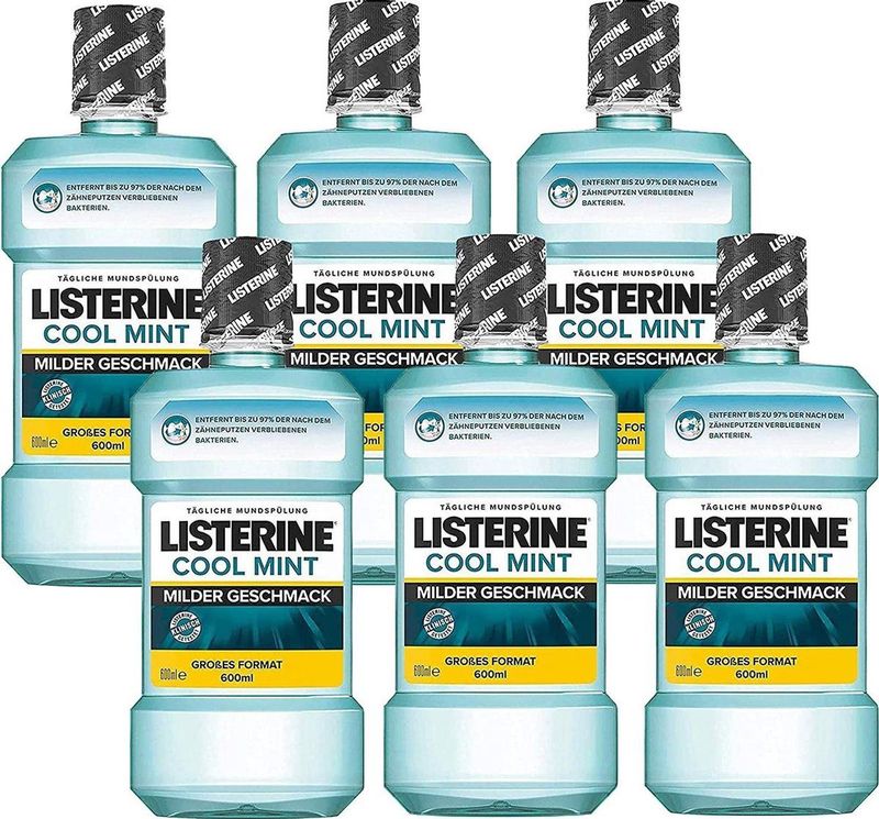 Listerine - Cool Mint - Mondwater - Milde Smaak - 6 Stuks - 500 ml