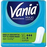 Vania Maxi Confort Super Maandverband/Serviettes, Absorptiegraad: 4/6, Licht geparfumeerd 16 Stuks