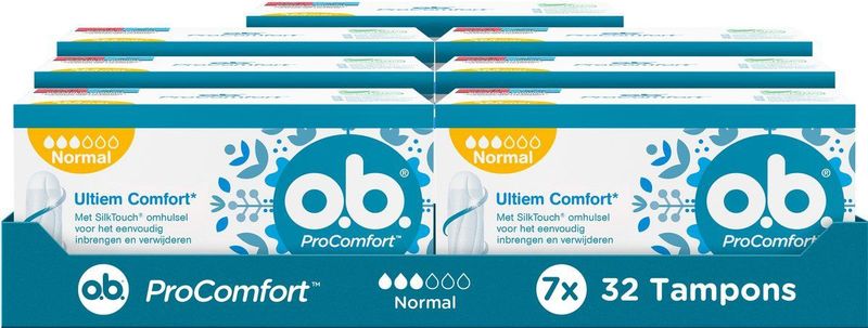 o.b. ProComfort Normal - Tampons - 7x32 stuks - Met Dynamic Fit™-technologie en SilkTouch® oppervlak