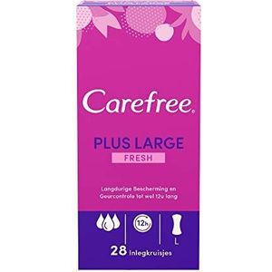 Carefree Plus Large Fresh inlegkruisjes, voor langdurige bescherming en tot 12 uur geurcontrole, absorptiegraad 3, maat L, 178 mm, 28 stuks