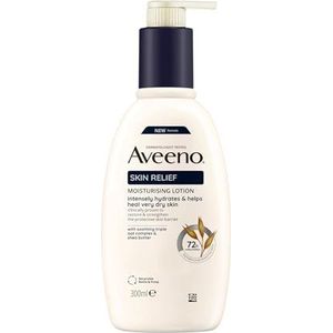 Aveeno Skin Relief Hydraterende bodylotion (300 ml), parfumvrije bodylotion voor zeer droge huid, natuurlijke huidverzorging met rustgevende haver en sheaboter, veganistisch*
