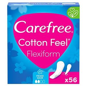 Carefree Cotton Feel Flexiform luchtdoorlatende inlegkruisjes, frisse geur, absorptiegraad twee, maat normaal, verpakking van 56 stuks