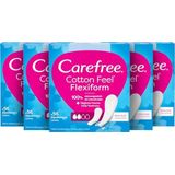 Carefree Cotton Feel Flexiform - luchtdoorlatende inlegkruisjes string - parfumvrij - absorptiegraad twee - 5 x 56 stuks
