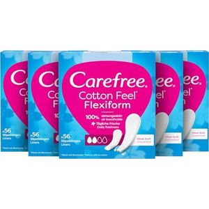 Carefree Cotton Feel Flexiform - luchtdoorlatende inlegkruisjes string - parfumvrij - absorptiegraad twee - 5 x 56 stuks