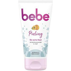 bebe Exfoliërend voor de gevoelige huid (150 g), zachte gezichtsreiniging met abrikozenextract en geur, grondige huidreiniging voor normale huid en gecombineerde huid