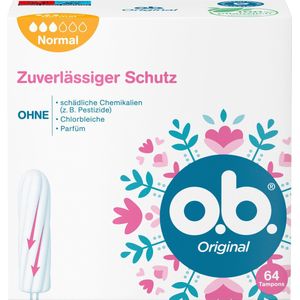 o.b. - Originele Normale Tampons - 64 Stuks - Plantaardig - Vrij Van Schadelijke Chemicaliën