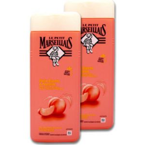 Le Petit Marseillais Gel Douche Extra Doux Pêche Blanche BIO & Nectarine BIO, pH neutre pour la peau et testé sous contrôle dermatologique, 2x 400 ml
