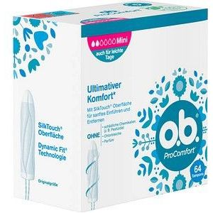 o.b. ProComfort Mini, tampons voor lichte tot middelgrote dagen met Dynamic Fit-technologie en SilkTouch-oppervlak, voor ultiem comfort en betrouwbare bescherming (1 x 64 stuks)